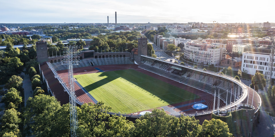 Stockholms stadion sett från ovan.