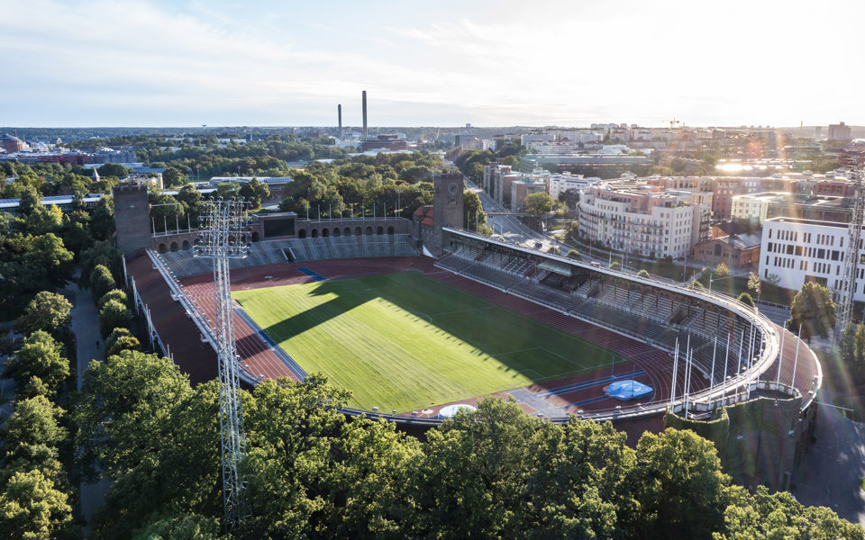 Stockholms stadion sett från ovan.